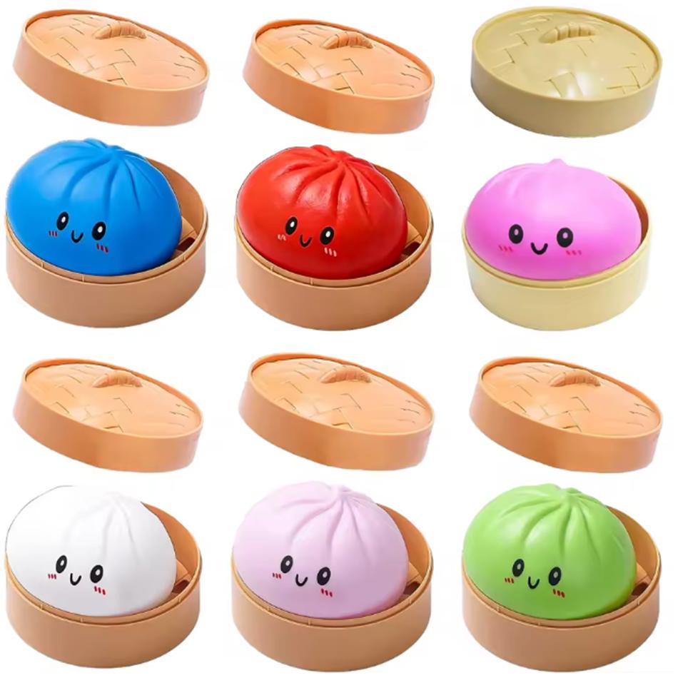 Colorful 6 Styles Smiling Face Dumpling Cute Dumpling Squishy With Box Dumplings Sensory Squeeze Toy For Stress Relief Gifts