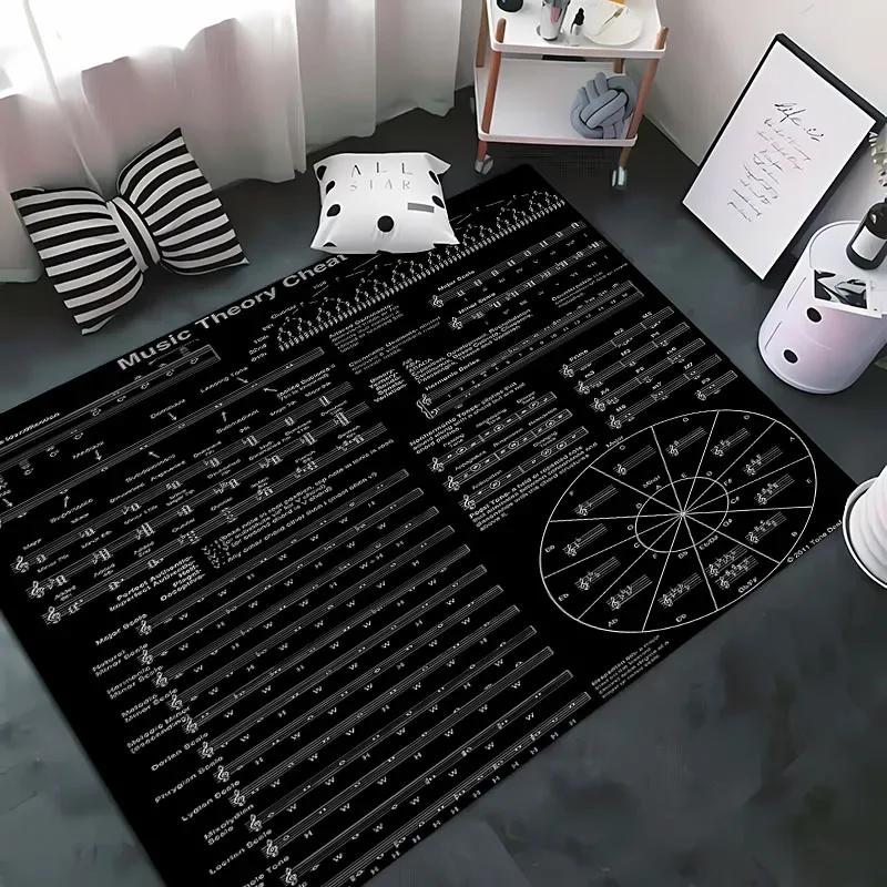 3D Music Basic Guitar Chord Theory Chart Piano Rug,Rug Living Room Tapete for Bedroom Sofa Doormat Decor,Kids Non-slip Floor Mat