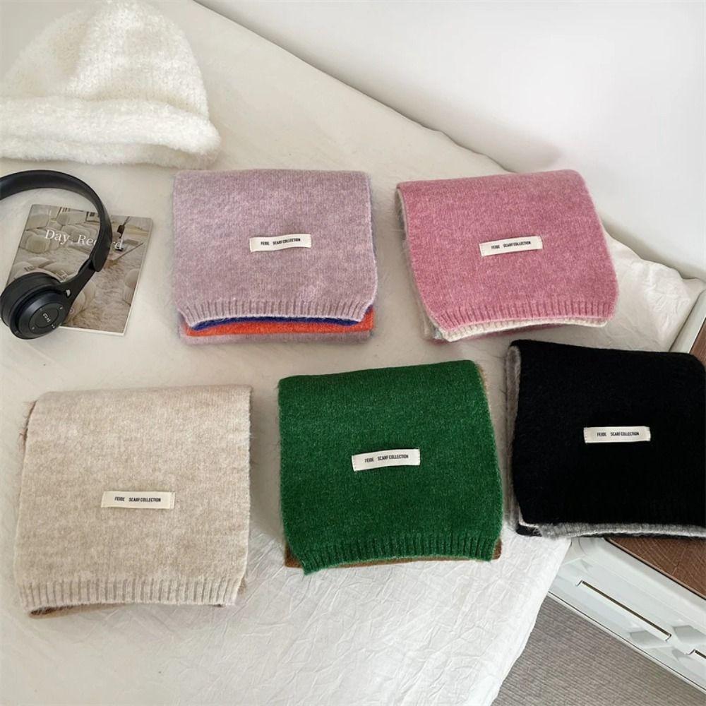 Striped Knitted Scarves Korean Style Neckerchief Shawl New Wool Scarf L  Women