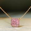 18K Gold-Plated S925 Sterling Silver Ice Flower Pink Diamond Necklace for Women