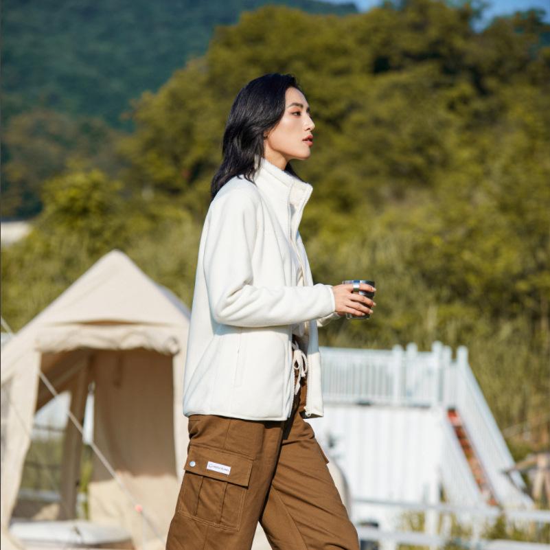 Giacca in Pile Bifacciale da Esterno per Coppia Giacca con Cappuccio in Pile Spesso da Donna Autunno Inverno Calda