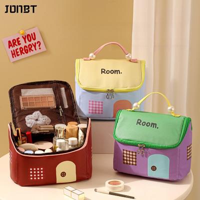 Cute Fun House Storage Bag Portable Travel Cosmetic Makeup Bag Thickened Large-Capacity Toiletry Bag Soft Hand-held Storage Bags