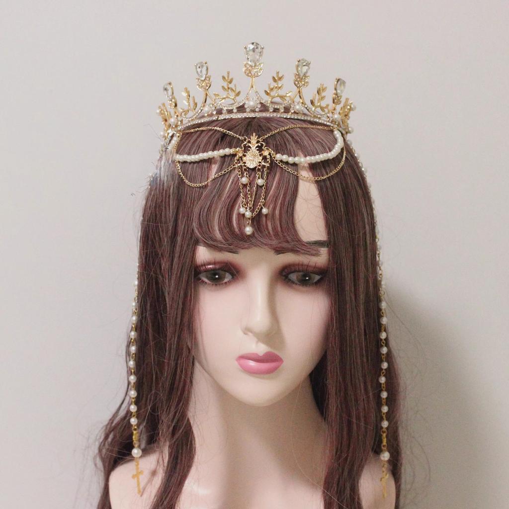 Gothic Lolita Angel Halo Headpiece Queen Anna Sun Goddess Crown Tiara Headband Baroque Hair Accessories Hanfu Hair Ornament