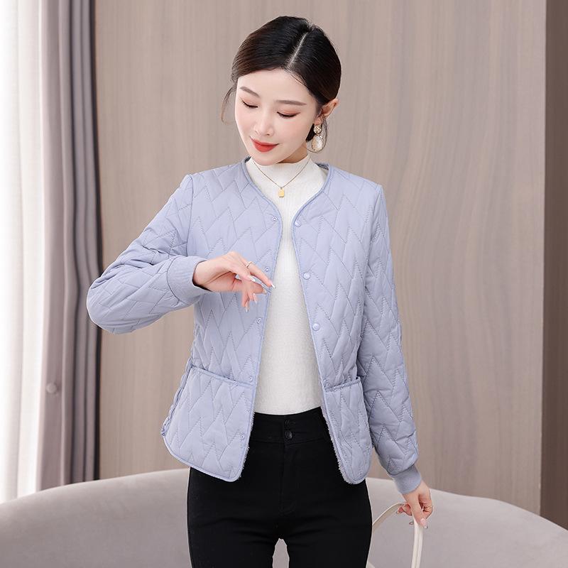 Women's Lightweight Cotton Padded Jacket with Velvet Lining - 2025 Trendy Short Style