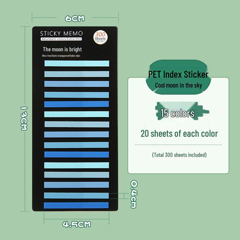 300 Translucent Ultra-Thin PET Index Tabs: Color-Coded Sticky Notes for Marking & Fluorescent Messages