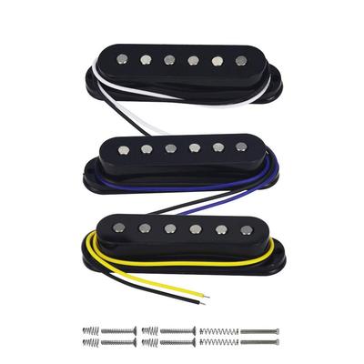 FLEOR Alnico 5 Single Coil Pickup Flatpole Guitar Neck/Middle/Bridge Pickup Set Black