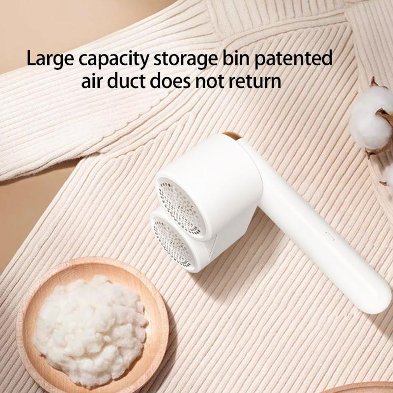 Efficient Double Head Fabric Shaver Powerful Motor Delinter USB Rechargeable Pilling Remover for Various Garments