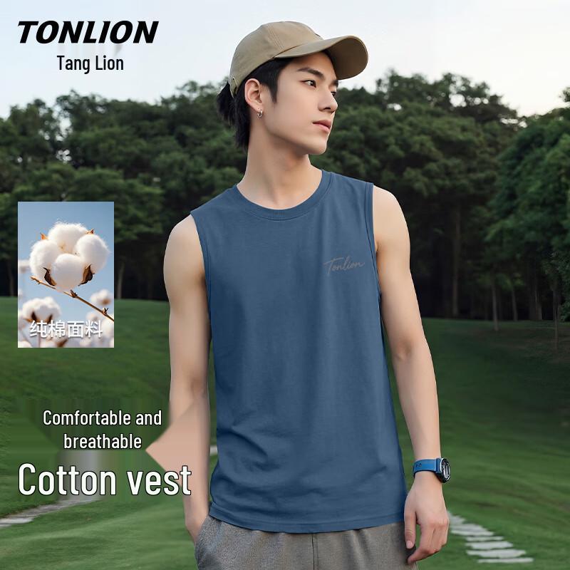 TonLion Men s 100% Cotton Casual Sleeveless T-Shirt L