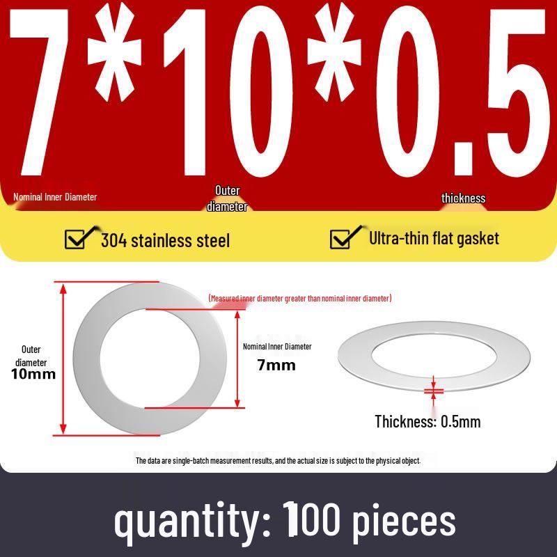 Plochá podložka z nerezové oceli 304 pro nastavení vůle hřídele (0,1/0,2/0,3 mm)