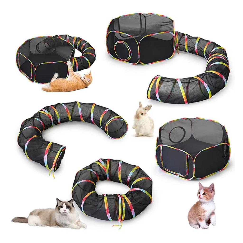 Circle Cat Tunnel Collapsible Outdoor Cat Enclosures Playground Large Pet Tunnel Cat Enclosures for Kitten Rabbit Bunny Ferret
