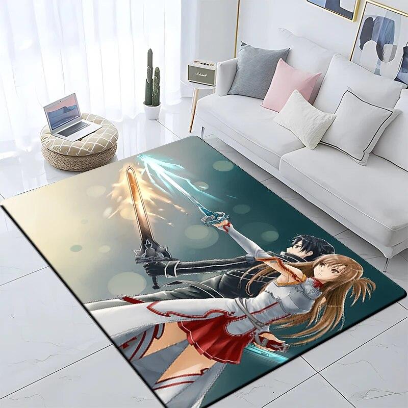 Hot Anime SAO Sword Art Online Modern House Living Room Floor Matte Bedroom Carpet Poster Mat Pattern Decorative Square Rug Gift