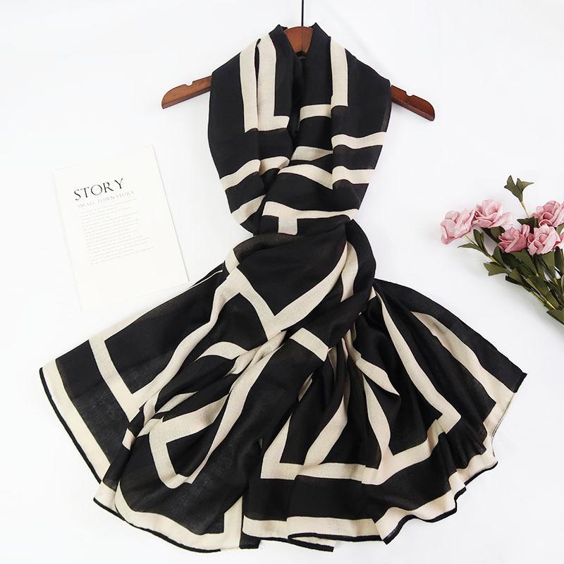 Cotton and Linen Scarf for Women In Autumn and Winter New Versatile Warm and Fashionable Letter Scarf Decorative Shawl