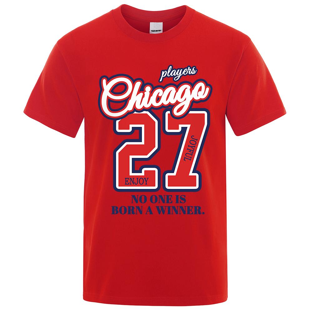 27 Number No One Is Born Winner Print Male Tshirt Oversized Loose T Shirts Cotton T Shirts Hip Hop Breathable T-Shirt Couple