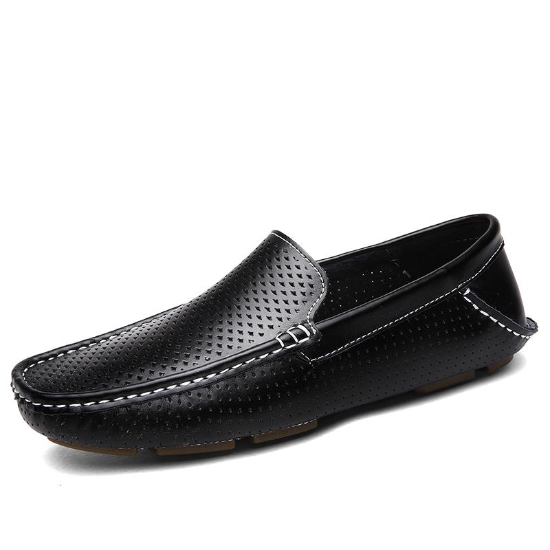 2024 Summer Hollow Out Luxury Mens Driving Shoes Breathable Loafers Men Casual Shoes Leather Man Moccasins Slip On Flats