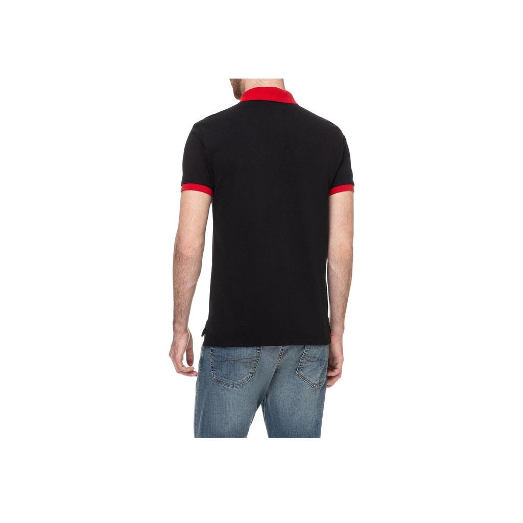 Polo Ralph Lauren Logo Bestickt Vertikale Knopfleiste Straight Fit Kurzarm Poloshirt Herren Poloshirts Schwarz 710752866-002