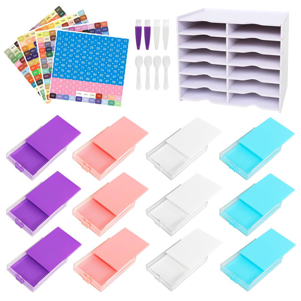 

12 Grids Diamond Painting Tray Storage Holder with Drill Pen Holder Diamond Painting Tray Organizer Rack for DIY Craft Arts