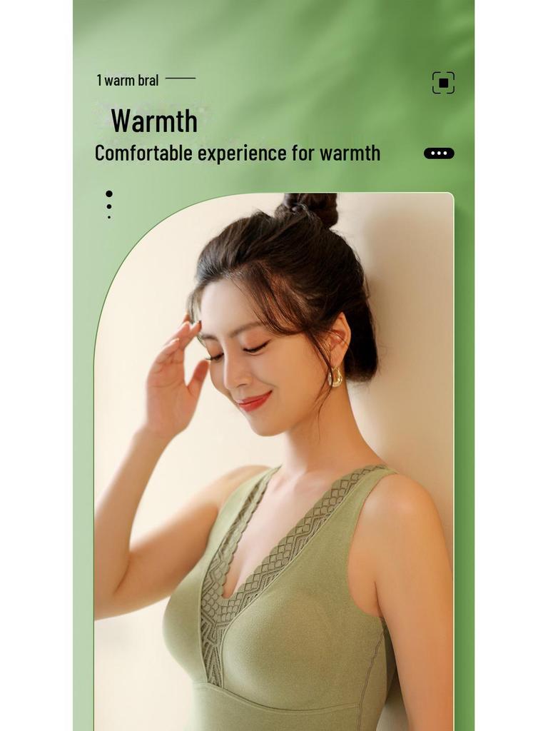 Women's Double-Sided Brushed Velvet Warm Vest with Thickened Chest Pads and Bottoming Thermal Underwear