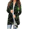 Women's Fashion Casual Halloween Printed Mid-Length Irregular Hem Cardigan Jacket