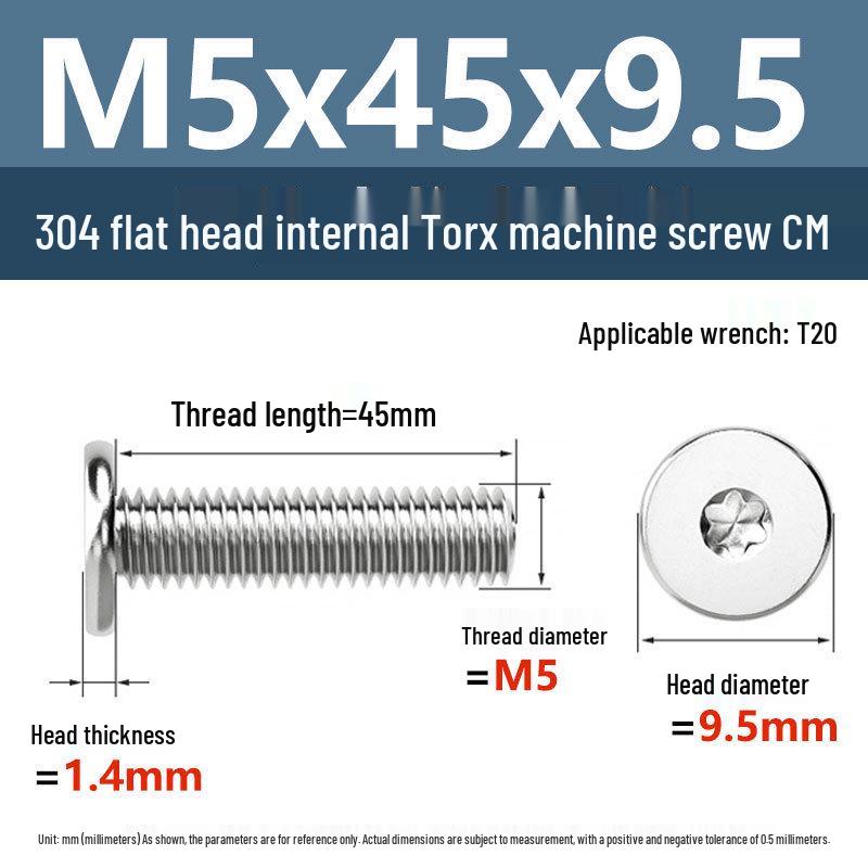 Yigu 304 Stainless Steel Thin Flat Head Torx Screw M2-M8 for Computer Machines