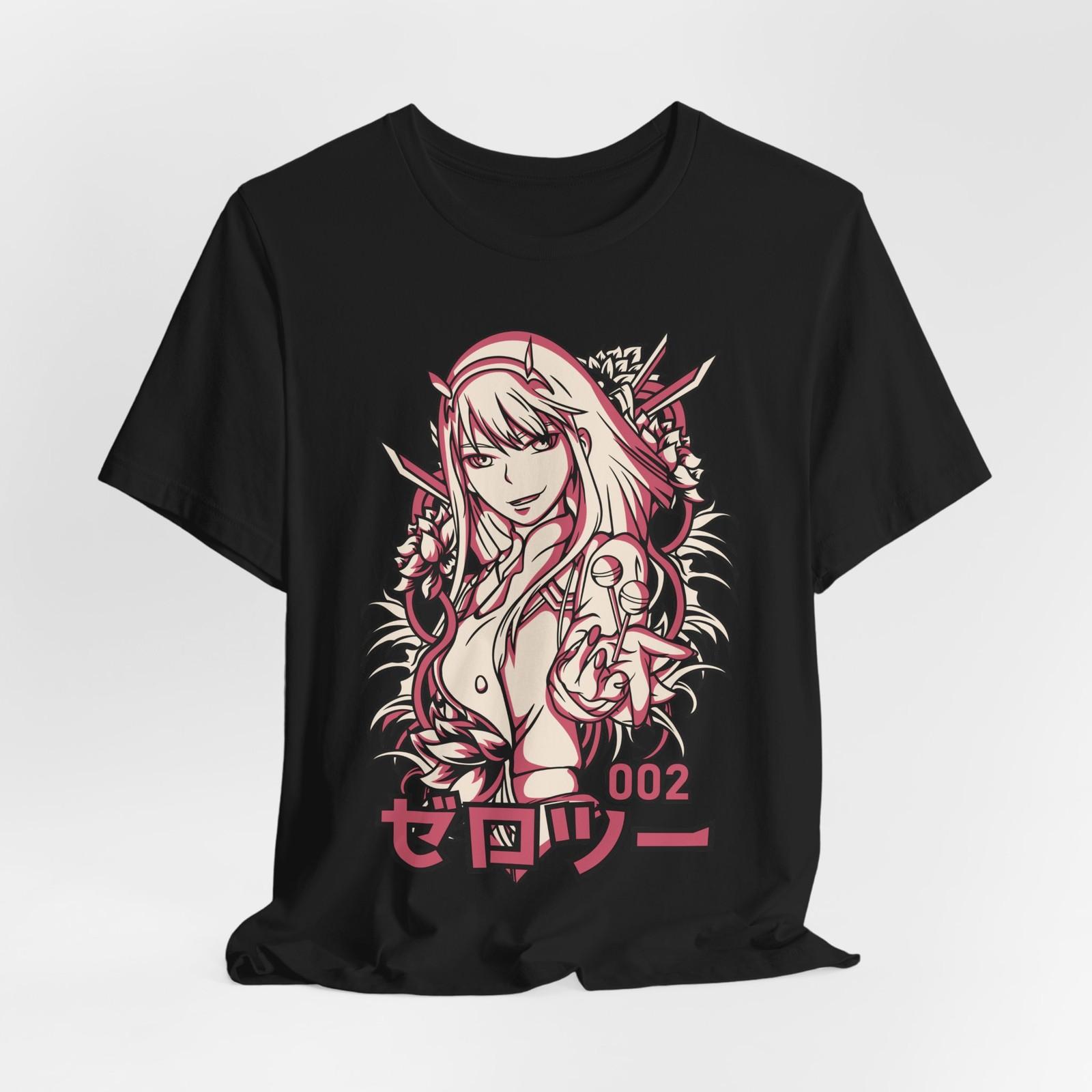 Аниме-футболка с графикой Zero Two, Унисекс джерси с коротким рукавом, Любитель манги M