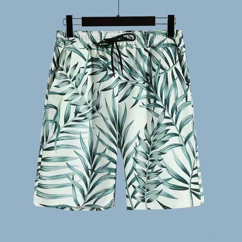 Set Coordinato da Uomo Casual a Maniche Corte Floreale Hawaiano ad Asciugatura Rapida e Pantaloncini da Spiaggia