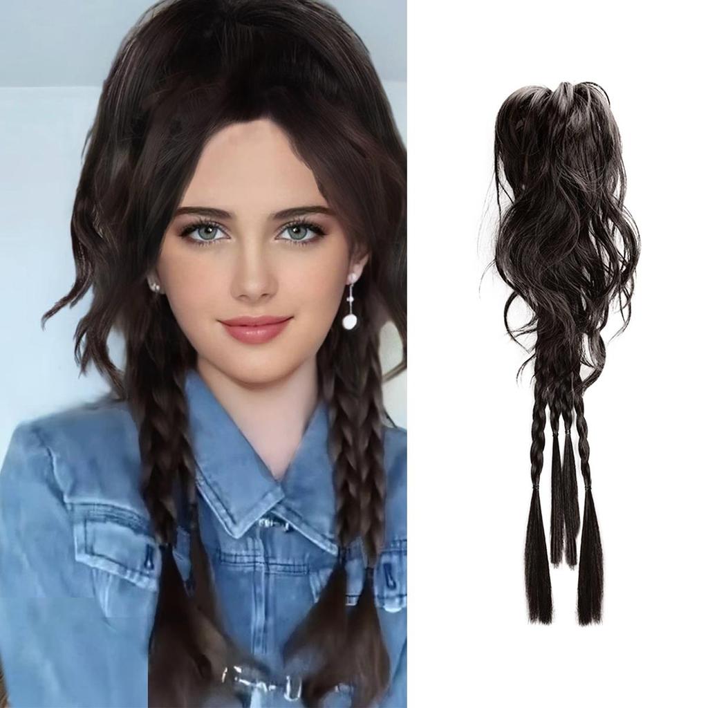 Bybrana Fountain Ponytail Drawstring Braided Synthetic Fiber Wig