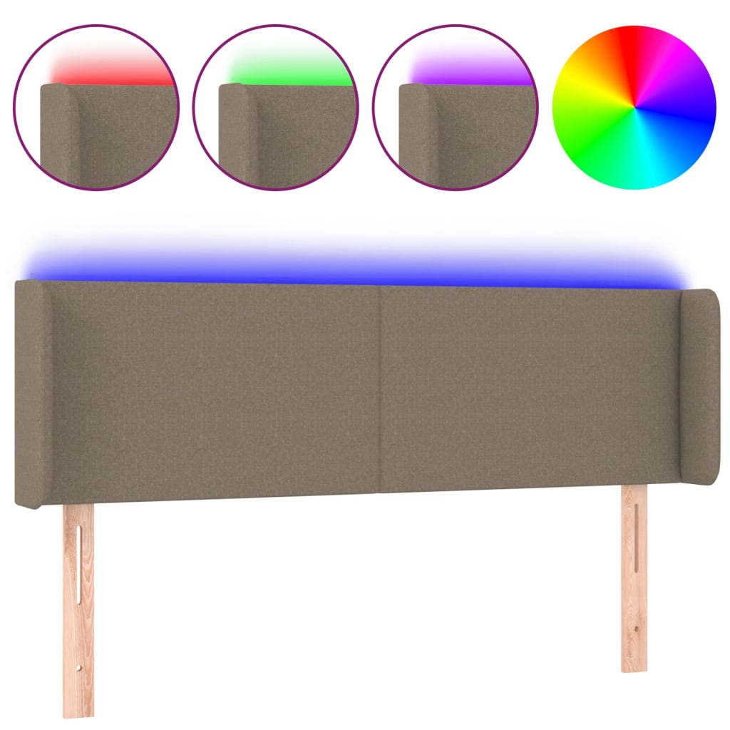 Vidaxl Bed Headboard with LED, Taupe, 147X16X78/88 Cm, Fabric