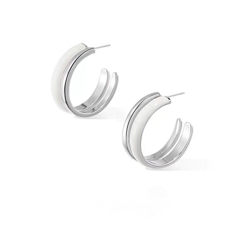 25 Nowych Szykownych Podwójnych Emaliowanych Kolczyków Koła: Eleganckie Francuskie Luksusowe Kolczyki Sztyfty dla Kobiet