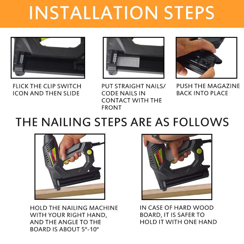 2 IN 1 Heavy Duty Furniture Staple Gun Nail Gun for Frame with 400 Staples Nail Woodworking Electric Tacker Stapler Power Tool