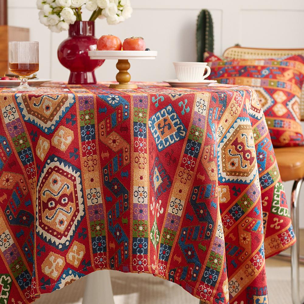 Tablecloth Red Festive Jacquard Table Cloth Round Table Cloth Tablecloth Thickened Coffee Table Cover