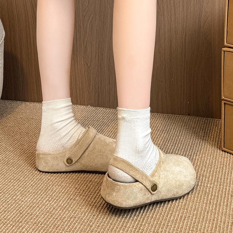 2025 New Two-wear Super Fire Bag Head Half Slippers Women's Niche Round Head Lazy Simple and Comfortable Single Shoes