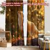 2pcs, 2D FLAT PRINTING Curtains (Without Rod) Autumn Fox Christmas Holiday Curtains with Digital Printing Versatile Durable