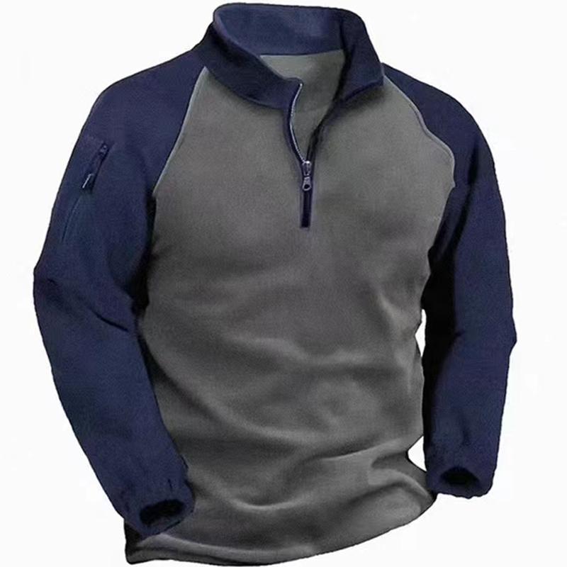 Модная флисовая толстовка, пуловер для мужчин, теплая осенне-зимняя двухсторонняя лоскутная мужская толстая куртка на молнии S