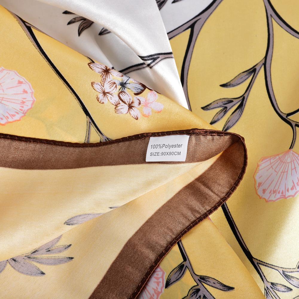 BYSIFA| White Yellow Silk Shawl Scarf Ladies Brand Elegant Floral Square Spring Scarves Fouldard Fall Winter Neck Scarf Cape