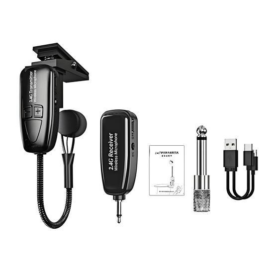 2.4G Wireless Musical Instruments Microphone 30M Range Clip-on Saxophone Microphone System Multi-Purpose Instrument Condenser Pick Up Receiver