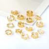 Fashion Hollow Geometric Adjustable Open Ring High-End Gold Tone Ring