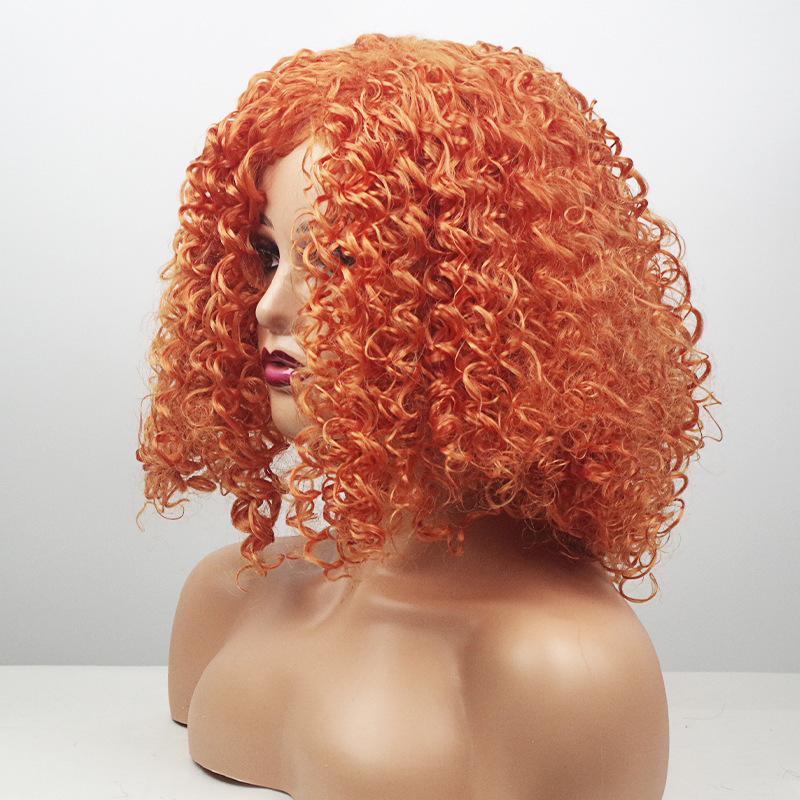 European American Women's Wig African Short Curly Hair Small Curls Fluffy Style Microfiber High-temperature Silk Headband