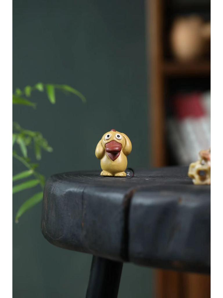 Yixing Zisha Little Yellow Duck Psyduck Tea Pet Sculpture - Cute Creative Ornament