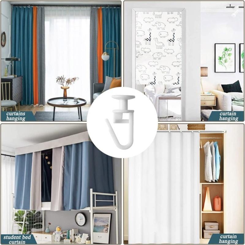 50Pcs White Plastic Curtain Track Pulleys Lockable Folding Hook for Smooth Quiet Operate Home Office Restaurant Hotel
