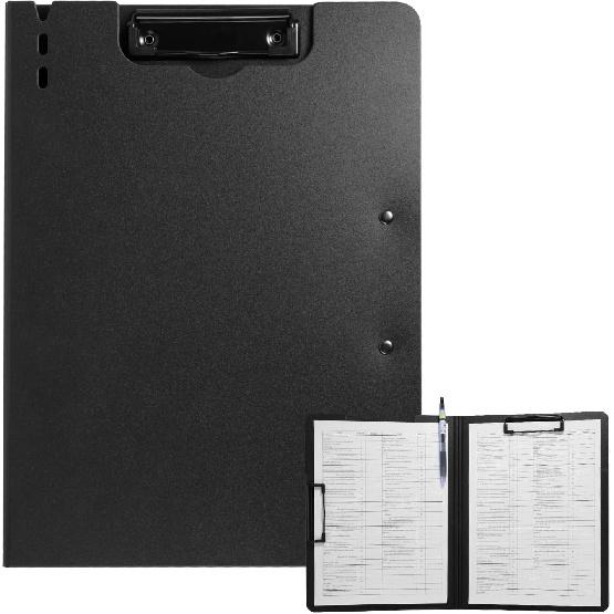 Clipboard Folder, A4 Foldable Clipboard with Horizontal and Vertical Double Metal Clips, 360 Degree Foldable Binder Clipboards with Pen Holder, File 1Pack- Black