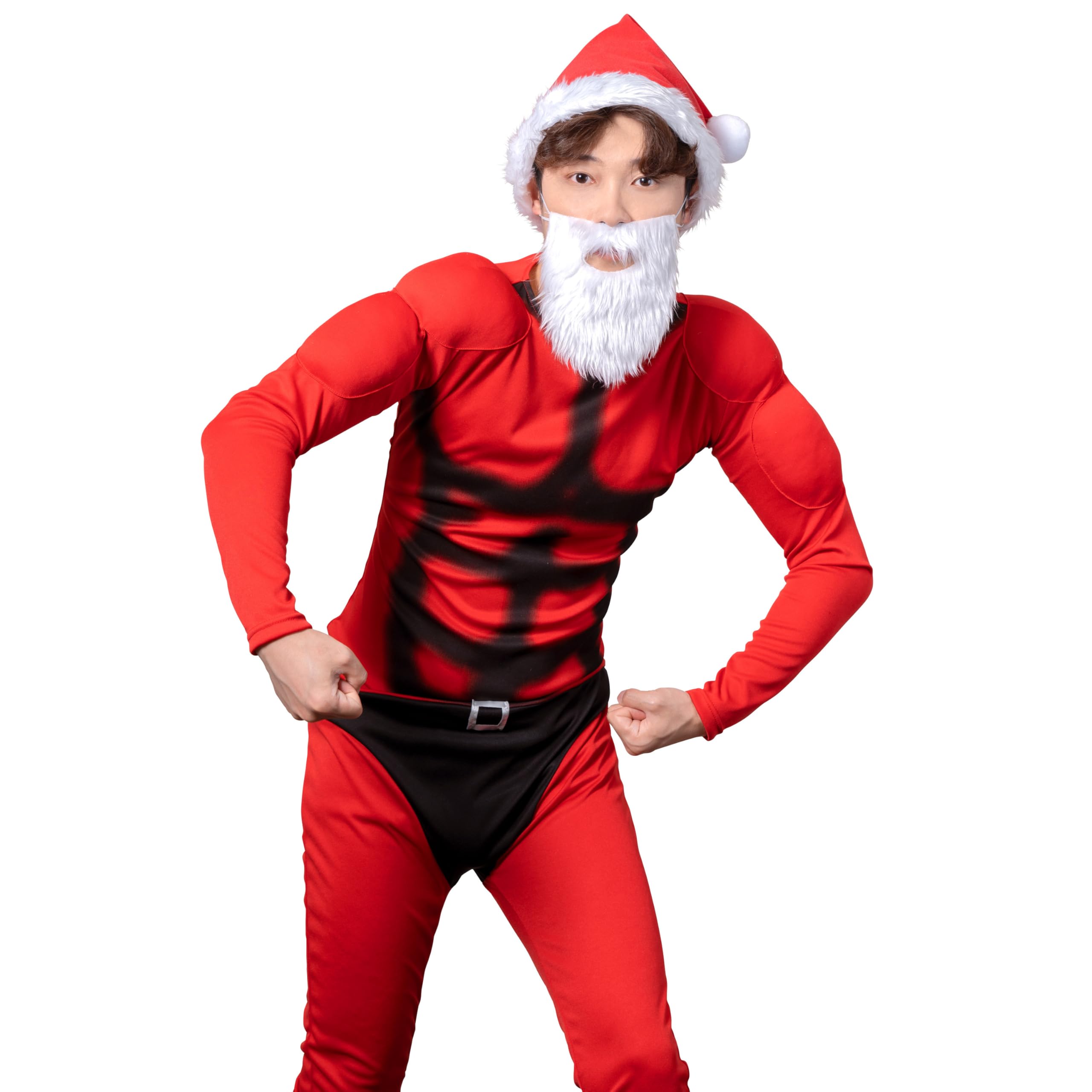 Костюм Санты для косплея Clearstone Christmas Muscle для мужчин, красный
