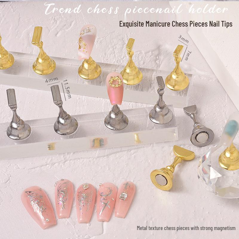 Magnetic Base Nail Practice Stand with Gemstone Tips for Beginners