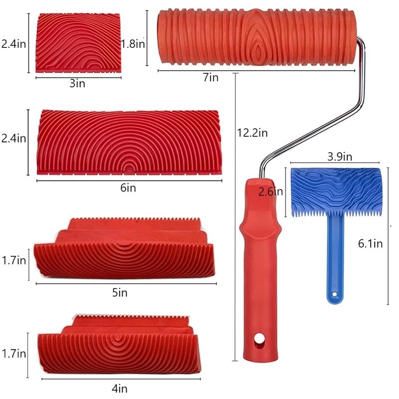 

6Pcs 7 Inch Graining Painting Tool Wood Texture Paint Roller Wood Pattern Tools For Wall Room Art Wood Grain Tool Set Other