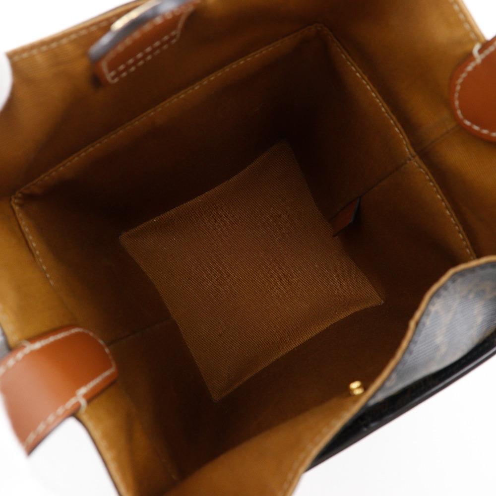 Celine Strap Box Handbag 197142BZJ Triomphe Black / Brown PVC Women Used