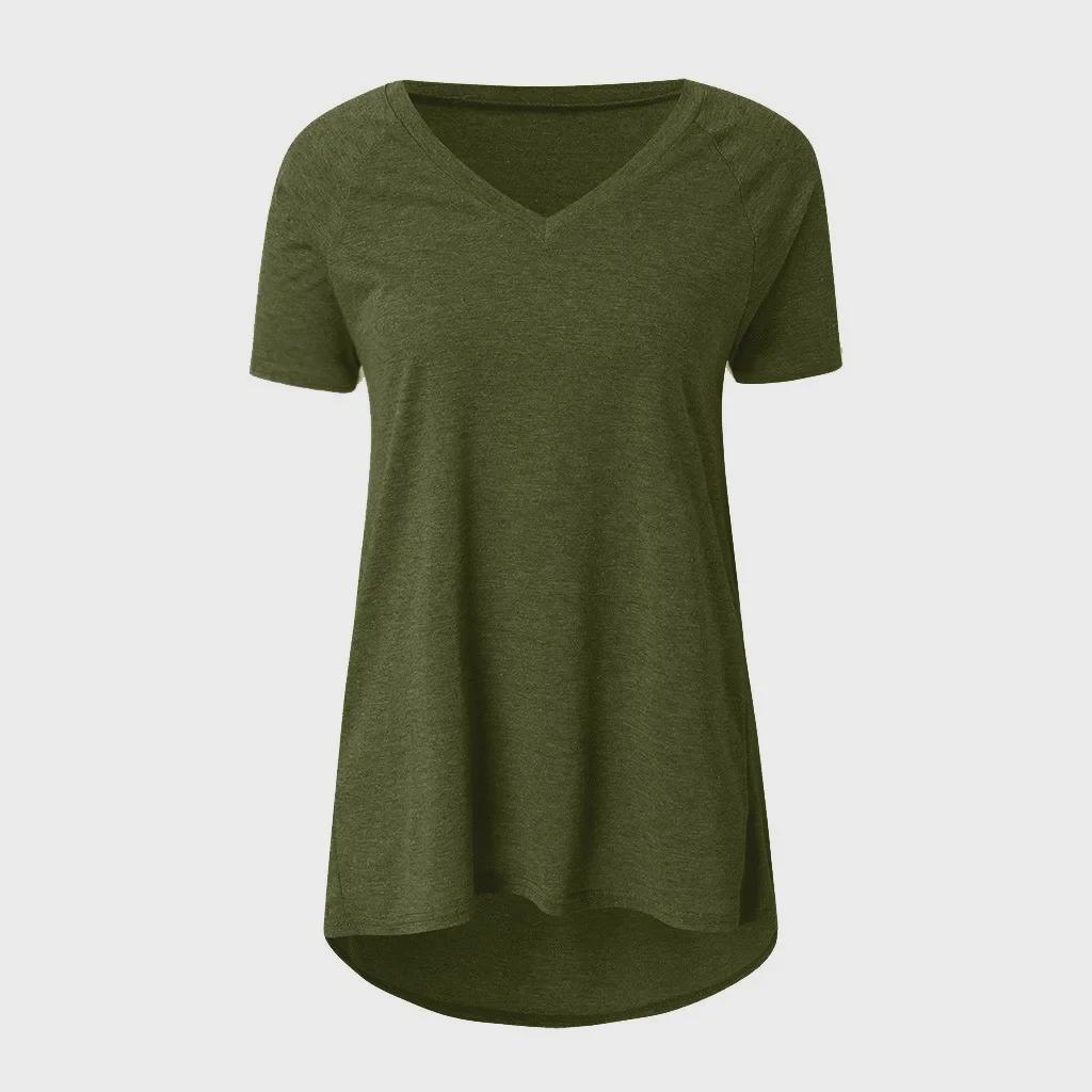 European and American Plus Size V-Neck Loose Casual Short Sleeve T-Shirt