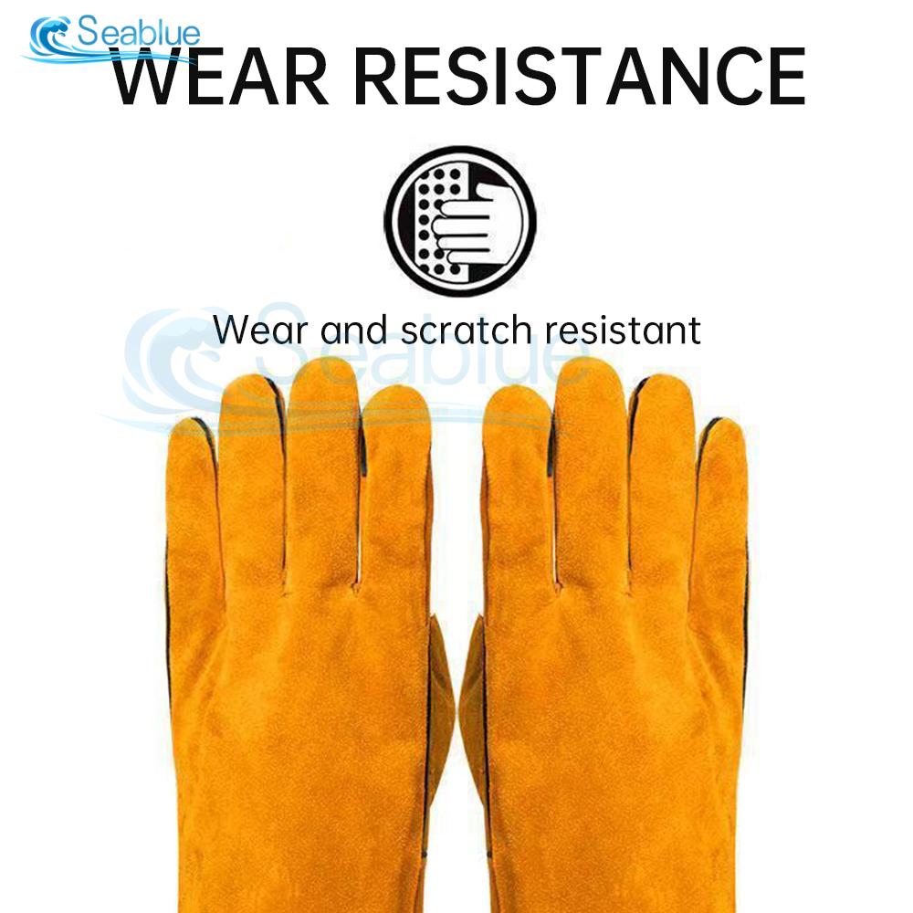 1 Pair Men Women Cowhide Work Gloves Garden Welding Security Protection Safety Working Mechanic For Multipurpose,Wear Resistant