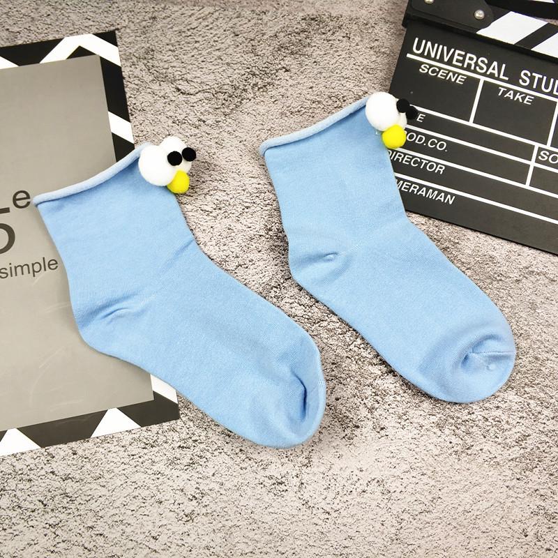 3d three-dimensional big eyes cute cartoon candy color women's cotton tube socks