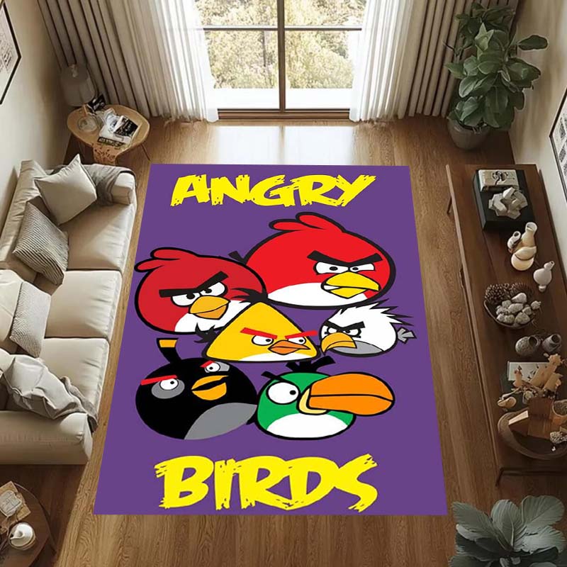 Various Styles of Angry Birds 2 Themed Printed Rugs for Soft Bedroom Floors, and Non-slip Welcome Mats for Home Laundry Rooms. 60x90cm