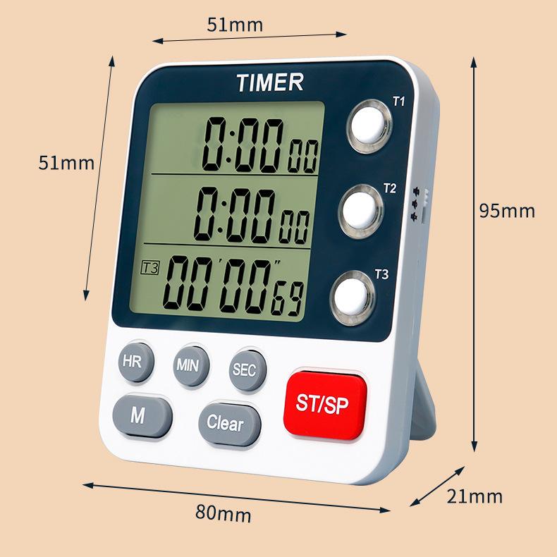 Three-channel Timer Reminder Timer Kitchen Cooking Industry Students Can Turn Off and Mute