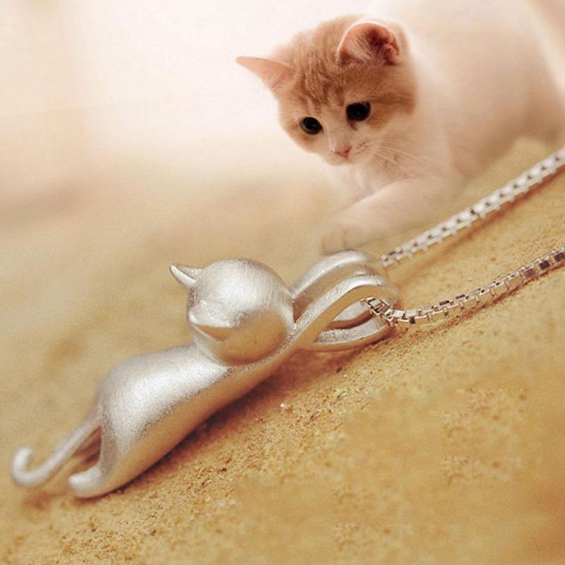 Gioielli da donna con ciondolo con ciondolo a forma di gatto rampicante carino da donna